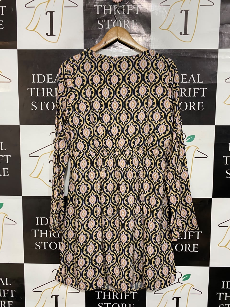 MNG |M| BUST 19| A24| ECOVERO GEOMETRIC PRINT TIE-FRONT MINI DRESS