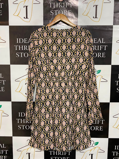 MNG |M| BUST 19| A24| ECOVERO GEOMETRIC PRINT TIE-FRONT MINI DRESS