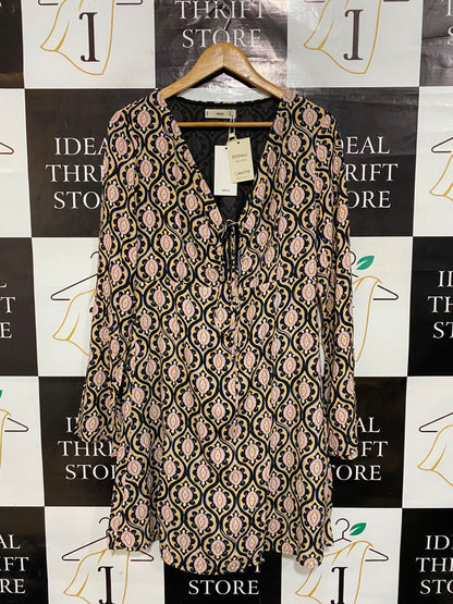 MNG |M| BUST 19| A24| ECOVERO GEOMETRIC PRINT TIE-FRONT MINI DRESS
