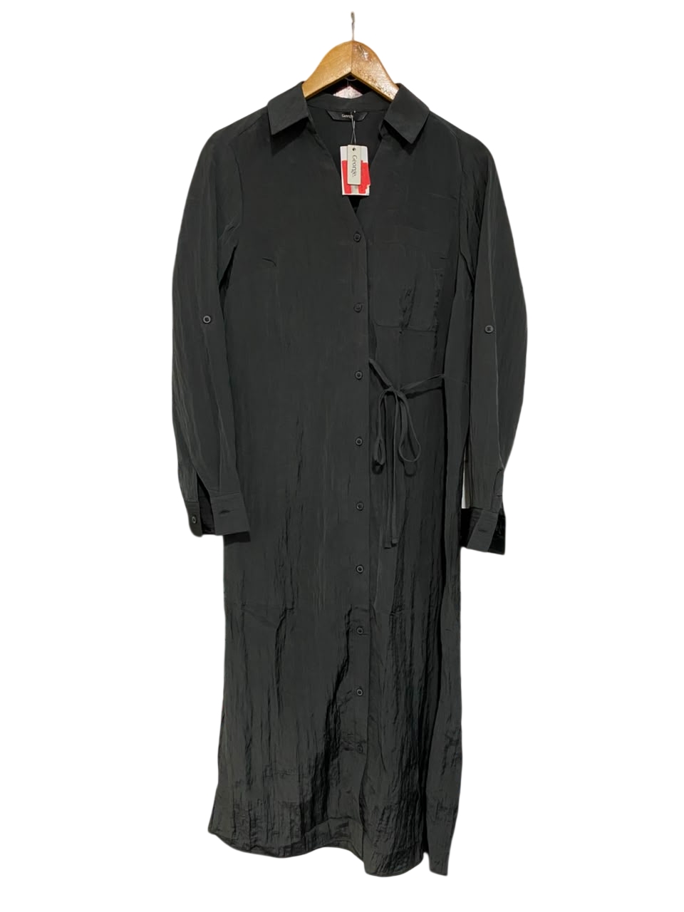GEORGE |M| BUST 17| A25| CHARCOAL GREY BUTTON-DOWN SHIRT MIDI DRESS