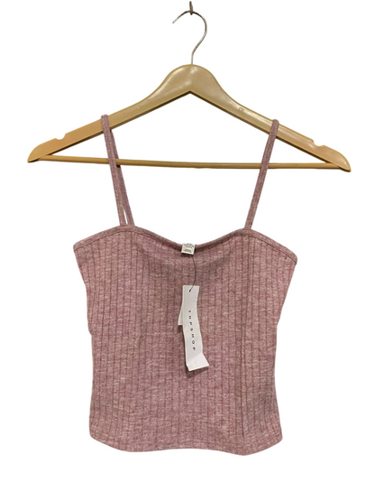 TOPSHOP |XS| BUST 12| A25| MAUVE HEATHERED RIBBED SPAGHETTI STRAP CROP TOP
