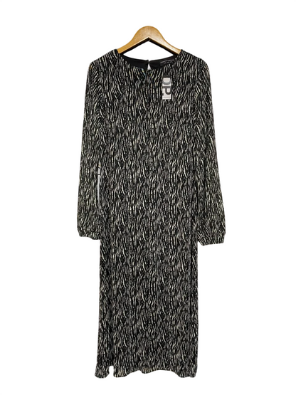 DOROTHY PERKINS |M| BUST 18| A25| BLACK AND WHITE ABSTRACT ANIMAL PRINT LONG SLEEVE MIDI DRESS