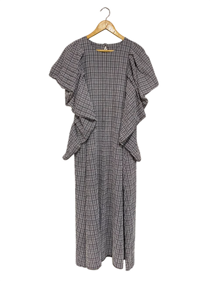 ASOS |M| BUST 19| A25| BLACK AND WHITE CHECKED RUFFLE OVERLAY MAXI DRESS