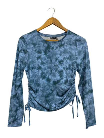 ASOS |M| BUST 16| A25| BLUE TIE-DYE DUAL-SIDED RUCHED LONG SLEEVE TOP