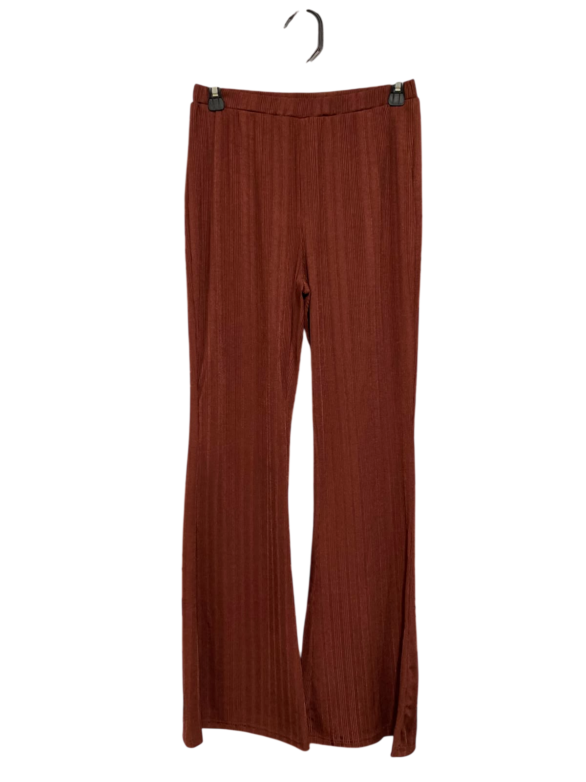 SHEIN |M| WAIST 26| A25| RUST BROWN PLEATED HIGH-WAIST FLARED LOUNGE PANTS