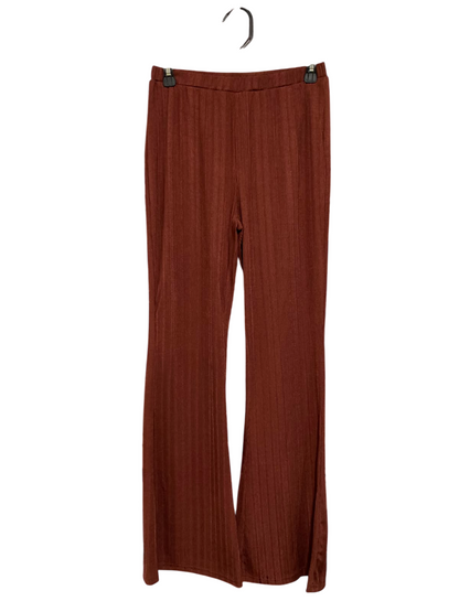 SHEIN |M| WAIST 26| A25| RUST BROWN PLEATED HIGH-WAIST FLARED LOUNGE PANTS