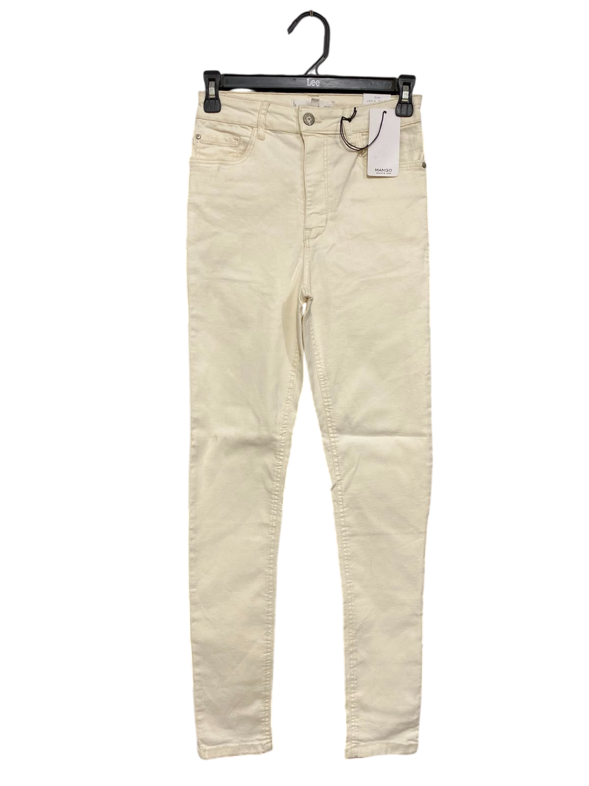 MANGO |XS| WAIST 24| A25| OFF-WHITE HIGH-WAIST SKINNY DENIM JEANS