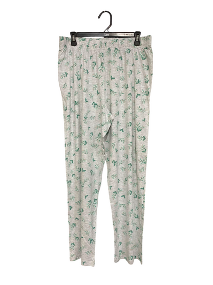 |XL| WAIST 32| A25| GREY AND GREEN BOTANICAL LEAF PRINT COTTON LOUNGE PANTS
