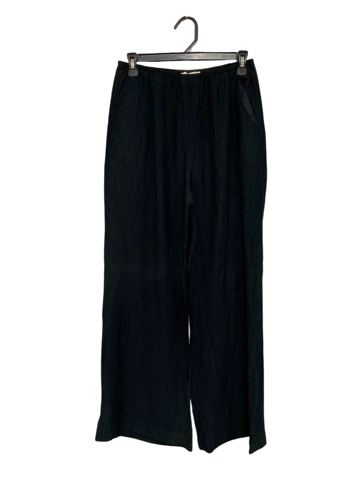 M&S |S| WAIST 26| A26| CLASSIC BLACK TEXTURED WIDE-LEG ELASTIC-WAIST PALAZZO PANTS