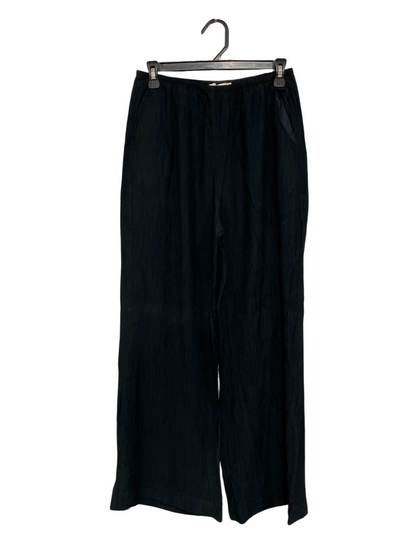 M&S |S| WAIST 26| A26| CLASSIC BLACK TEXTURED WIDE-LEG ELASTIC-WAIST PALAZZO PANTS