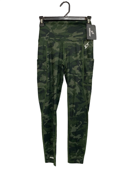 ZEE ZEE |XS| WAIST 23| A25| GREEN CAMOUFLAGE HIGH-WAIST ATHLETIC ACTIVEWEAR LEGGINGS WITH POCKETS