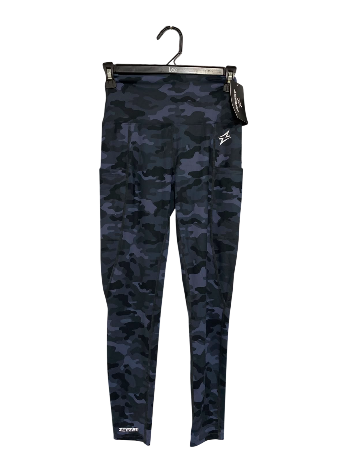 ZEE ZEE |XS| WAIST 22| A25| CHARCOAL BLUE CAMOUFLAGE HIGH-WAIST ATHLETIC ACTIVEWEAR LEGGINGS WITH POCKETS