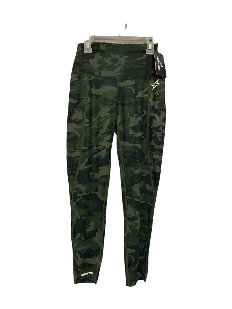 ZEE ZEE |XS| WAIST 22| A25| GREEN CAMOUFLAGE HIGH-WAIST ATHLETIC ACTIVEWEAR LEGGINGS WITH POCKETS