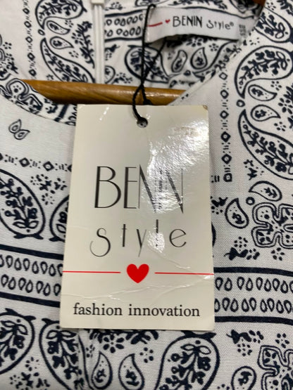 BENIN STYLE |M| BUST FREE| A26| BLACK AND WHITE PAISLEY PRINT LONG SLEEVE MAXI DRESS