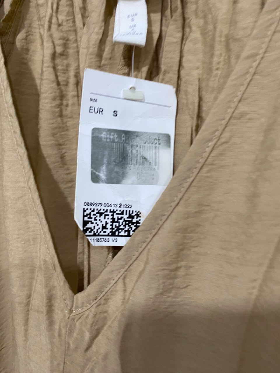 H&M |S| BUST 21| A26| CAMEL BROWN V-NECK LONG SLEEVE MINI DRESS