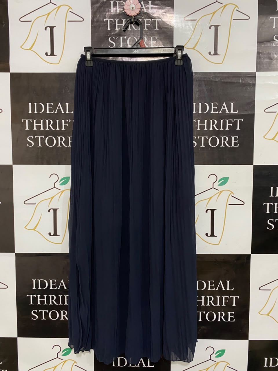H&M |M| WAIST 25| A25| NAVY BLUE ELASTICATED WAIST PLEATED MAXI SKIRT