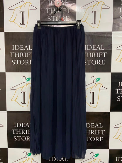 H&M |M| WAIST 25| A25| NAVY BLUE ELASTICATED WAIST PLEATED MAXI SKIRT