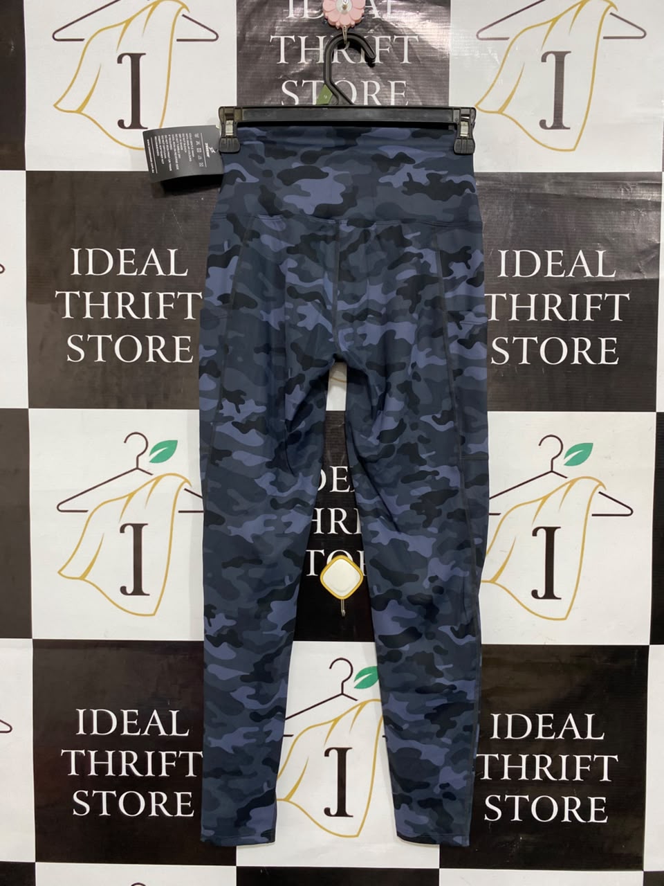 ZEE ZEE |XS| WAIST 22| A25| CHARCOAL BLUE CAMOUFLAGE HIGH-WAIST ATHLETIC ACTIVEWEAR LEGGINGS WITH POCKETS