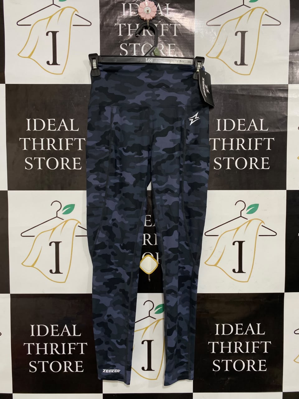 ZEE ZEE |XS| WAIST 22| A25| CHARCOAL BLUE CAMOUFLAGE HIGH-WAIST ATHLETIC ACTIVEWEAR LEGGINGS WITH POCKETS