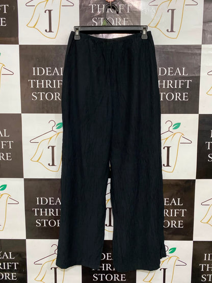 M&S |S| WAIST 26| A26| CLASSIC BLACK TEXTURED WIDE-LEG ELASTIC-WAIST PALAZZO PANTS