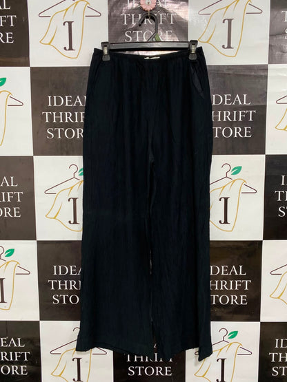 M&S |S| WAIST 26| A26| CLASSIC BLACK TEXTURED WIDE-LEG ELASTIC-WAIST PALAZZO PANTS