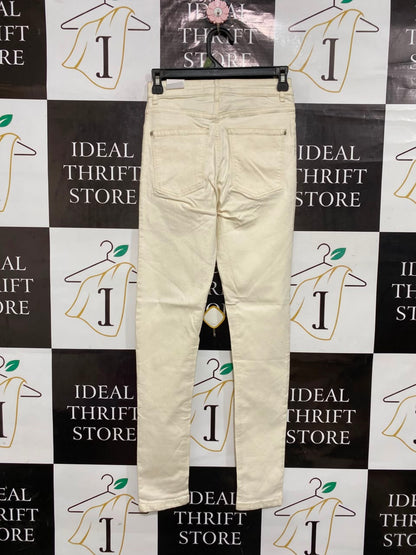 MANGO |XS| WAIST 24| A25| OFF-WHITE HIGH-WAIST SKINNY DENIM JEANS