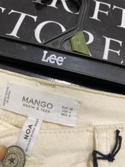 MANGO |XS| WAIST 24| A25| OFF-WHITE HIGH-WAIST SKINNY DENIM JEANS