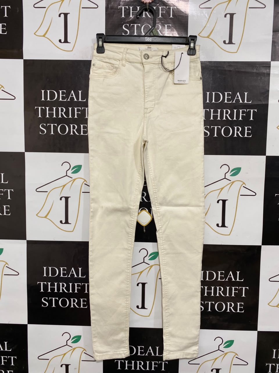 MANGO |XS| WAIST 24| A25| OFF-WHITE HIGH-WAIST SKINNY DENIM JEANS