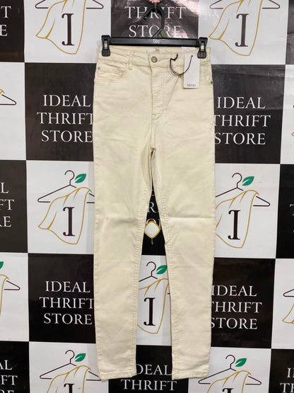 MANGO |XS| WAIST 24| A25| OFF-WHITE HIGH-WAIST SKINNY DENIM JEANS