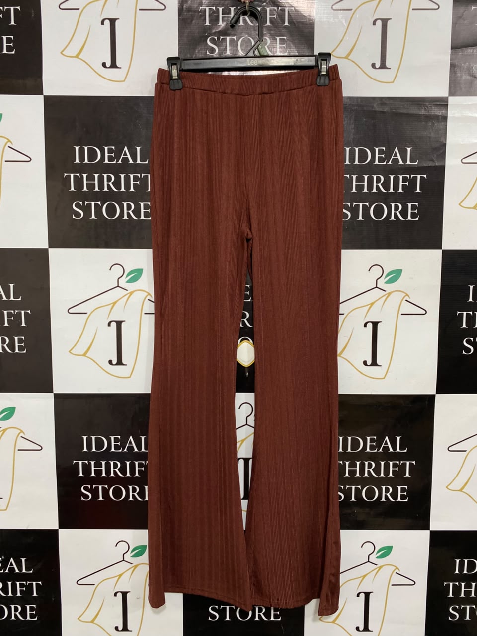 SHEIN |M| WAIST 26| A25| RUST BROWN PLEATED HIGH-WAIST FLARED LOUNGE PANTS