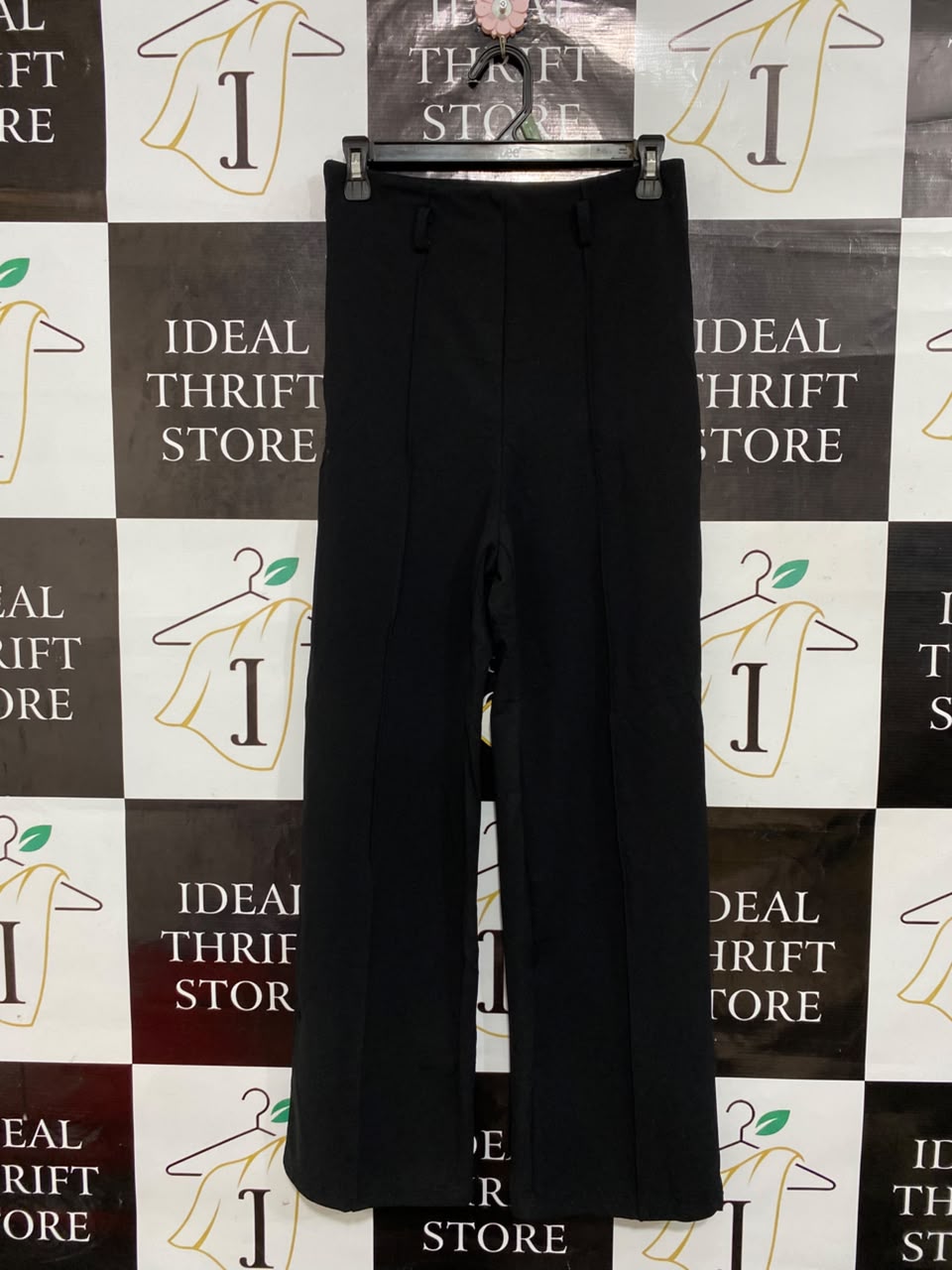 SHEIN |S| WAIST 26| A26| CLASSIC BLACK HIGH-WAISTED CENTER-CREASE STRAIGHT-LEG TROUSERS