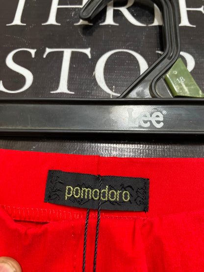 POMODORO |L| WAIST 30| A25| VIBRANT RED HIGH-WAISTED CROPPED TROUSERS