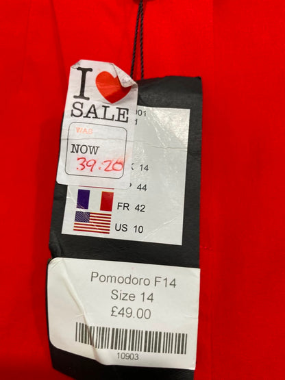 POMODORO |L| WAIST 30| A25| VIBRANT RED HIGH-WAISTED CROPPED TROUSERS