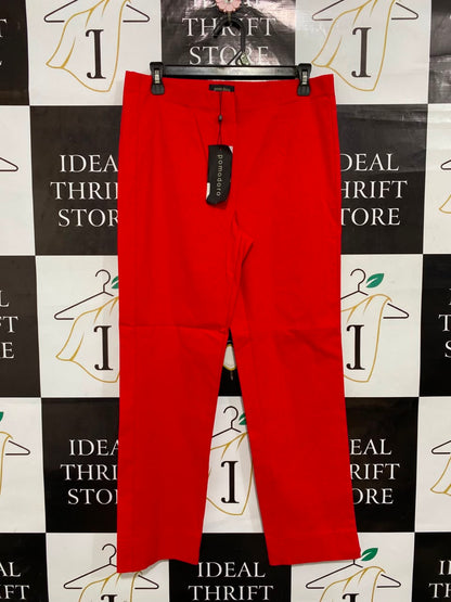 POMODORO |L| WAIST 30| A25| VIBRANT RED HIGH-WAISTED CROPPED TROUSERS