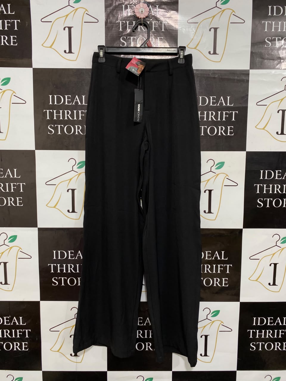 FASHION NOVA |XS| WAIST 26| A25| CLASSIC BLACK HIGH-WAISTED WIDE-LEG TROUSERS