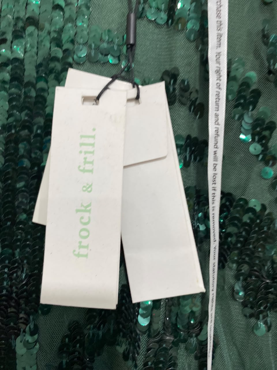 FROCK & FRILL |S| BUST 15| A25| EMERALD GREEN SEQUIN EMBELLISHED LONG SLEEVE PARTY DRESS