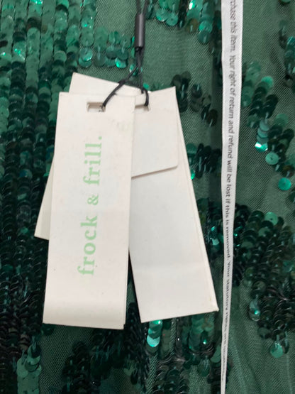 FROCK & FRILL |S| BUST 15| A25| EMERALD GREEN SEQUIN EMBELLISHED LONG SLEEVE PARTY DRESS