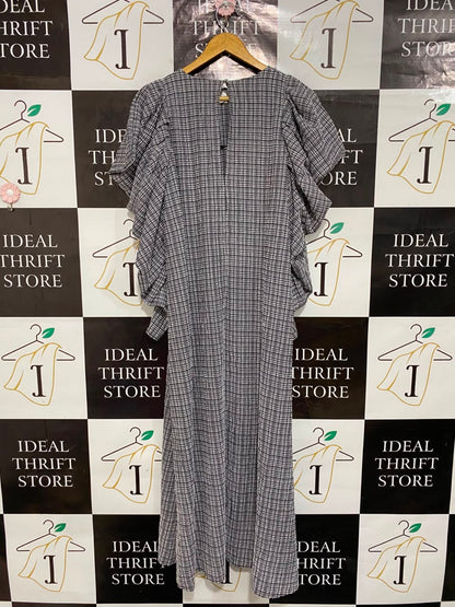 ASOS |M| BUST 19| A25| BLACK AND WHITE CHECKED RUFFLE OVERLAY MAXI DRESS