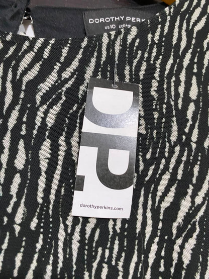DOROTHY PERKINS |M| BUST 18| A25| BLACK AND WHITE ABSTRACT ANIMAL PRINT LONG SLEEVE MIDI DRESS