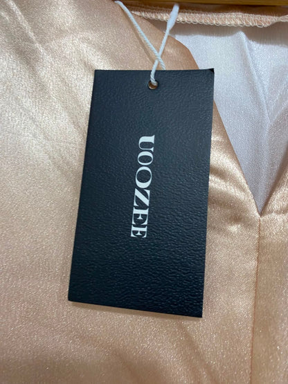 UOOZEE |M| BUST FREE| A25| CHAMPAGNE SATIN VIBRANT FLORAL HEM KAFTAN MAXI DRESS