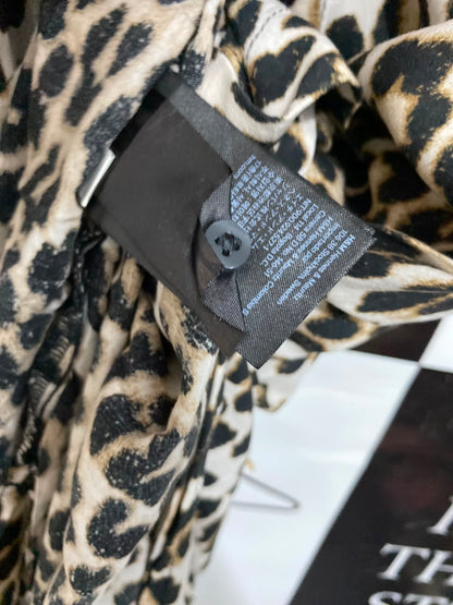H&M |L| BUST 25| A25| LEOPARD ANIMAL PRINT BUTTON-DOWN SHIRT MIDI DRESS