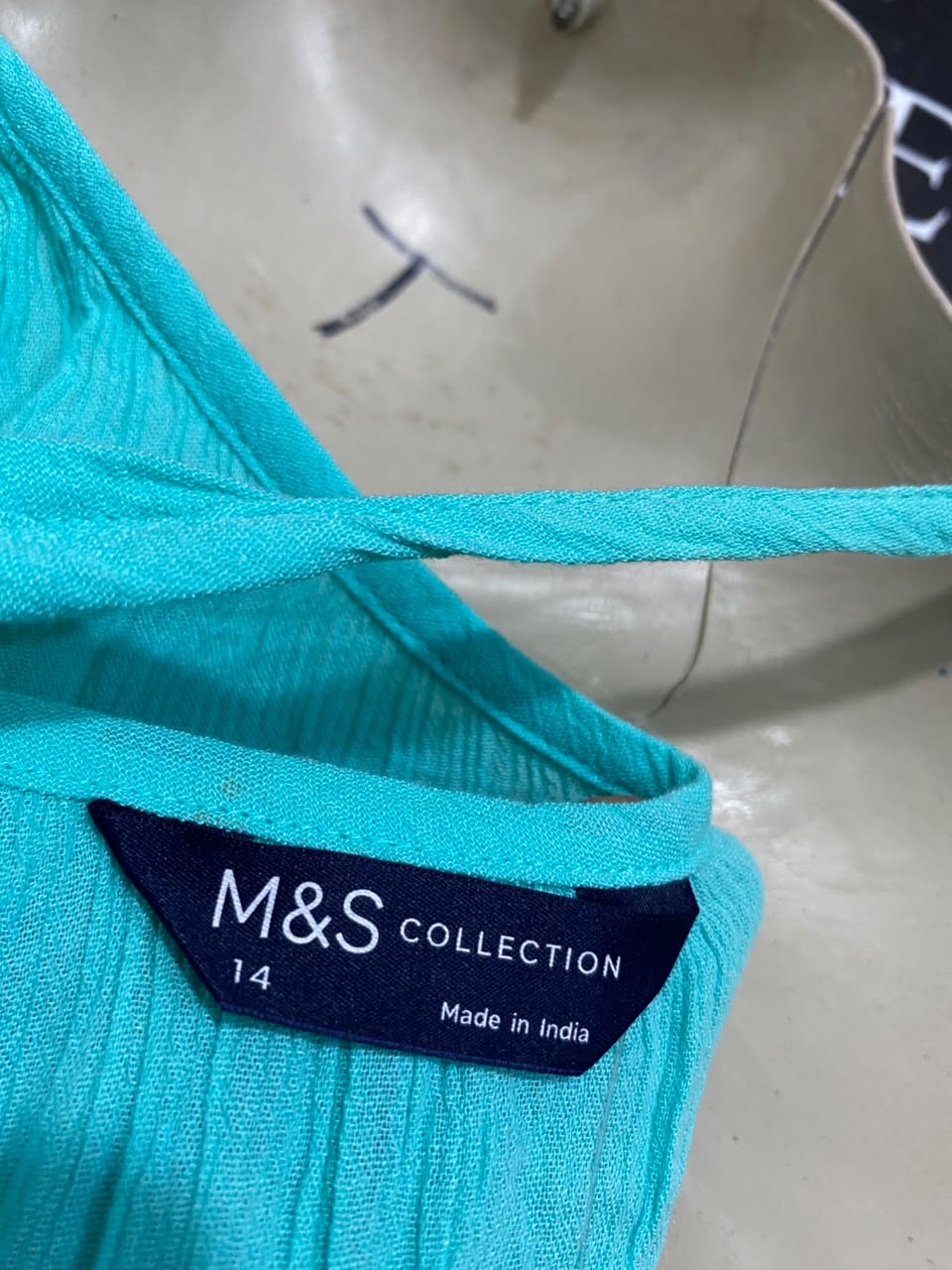 M&S |L| BUST 21| A25| TURQUOISE TIERED TASSLED STRAP SUMMER MIDI DRESS