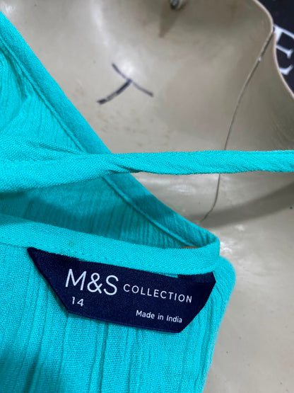 M&S |L| BUST 21| A25| TURQUOISE TIERED TASSLED STRAP SUMMER MIDI DRESS