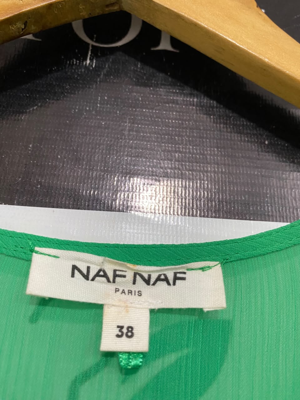 NAF NAF |S| BUST 16| A25| VIBRANT GREEN WRAP-STYLE LONG SLEEVE BELTED MIDI DRESS