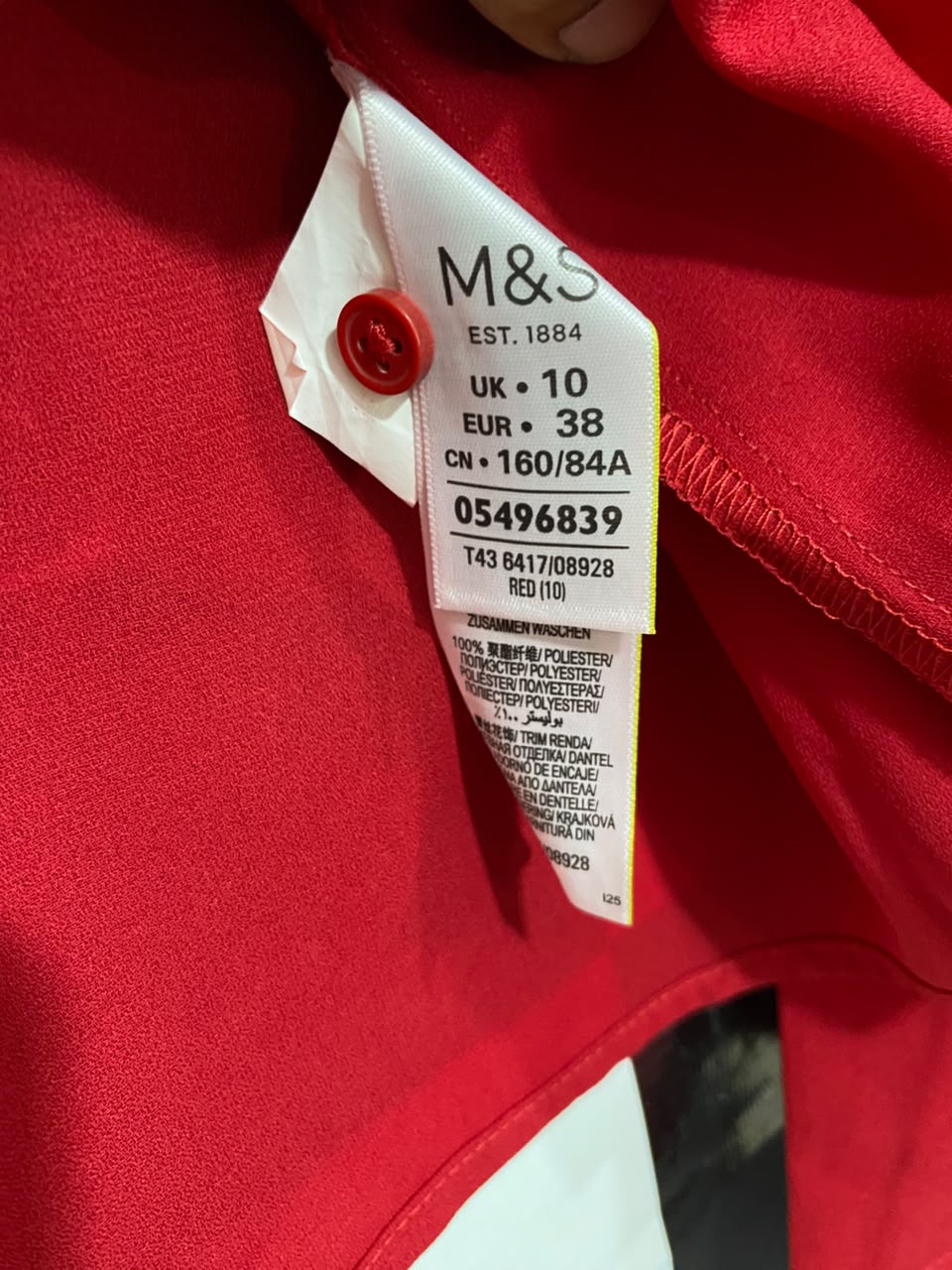 M&S |M| BUST 19| A25| VIBRANT RED LACE-DETAIL BELL SLEEVE BLOUSE