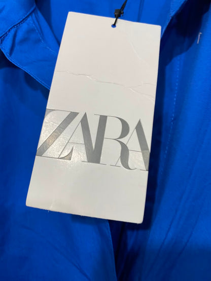 ZARA |S| BUST 22| A25| VIBRANT ROYAL BLUE BUTTON-DOWN OVERSIZED SHIRT