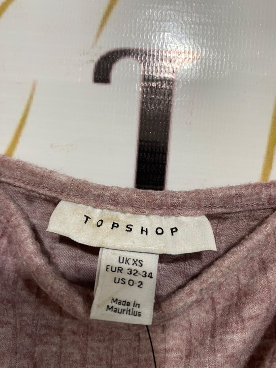 TOPSHOP |XS| BUST 12| A25| MAUVE HEATHERED RIBBED SPAGHETTI STRAP CROP TOP