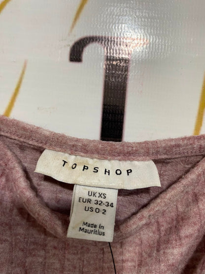 TOPSHOP |XS| BUST 12| A25| MAUVE HEATHERED RIBBED SPAGHETTI STRAP CROP TOP