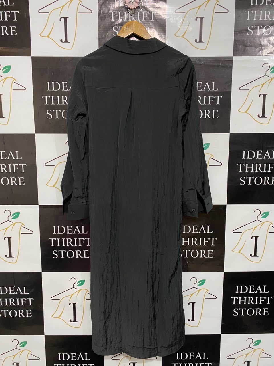 GEORGE |M| BUST 17| A25| CHARCOAL GREY BUTTON-DOWN SHIRT MIDI DRESS
