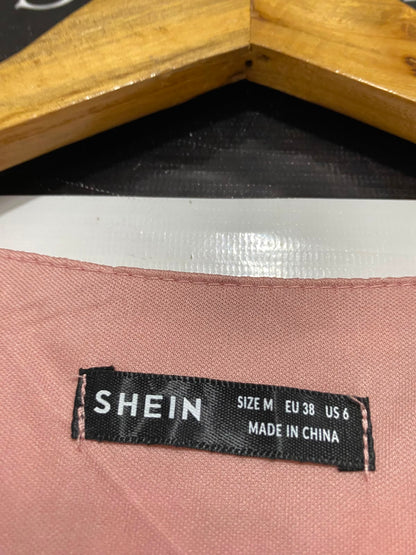 SHEIN |M| BUST FREE| A26| BLUSH PINK SWISS DOT V-NECK WRAP MIDI DRESS